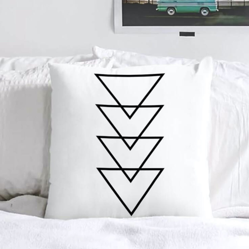 Triangle Pattern White Cushion Cover